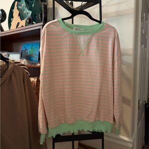 Striped Pink and Green Women's Sweatshirt